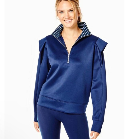 Addison Bay Tops - Addison Bay Mock Collar Quarter Zip Long Sleeve Poplar Pullover Sweater Size XL